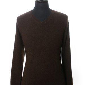 Kinross Chocolate Brown Cashmere V-Neck Sweater